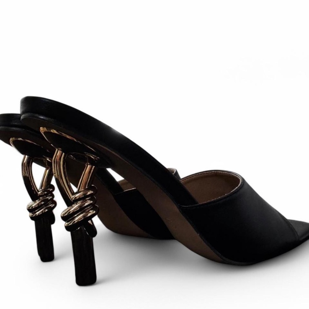 Elegant Black Heeled Mules